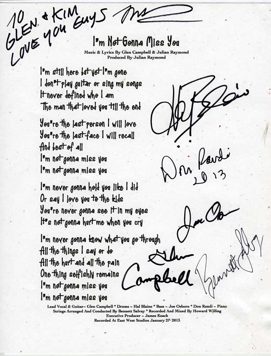 Glen Campbell_I'm Not Gonna Miss You_Lyrics_Signed_from CMHOF+M.jpg