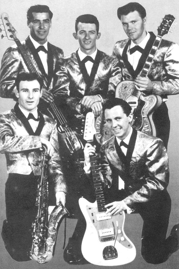 The Champs, line-up late 1960 - early 1961. Clockwise from top left: Bob Morris, Dash Crofts, Glen Campbell, Jerry Cole and Jimmy Seals