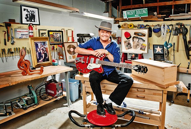 Micky poses with a Monkees model Gretsch guitar