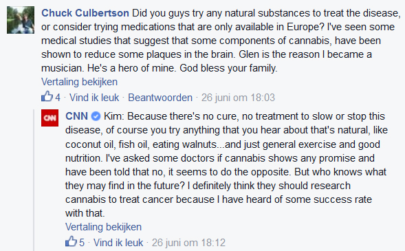 Comment by Kim Campbell regarding treatments for Alzheimer's Disease (June 26 2015, CNN Q&amp;A on Facebook)