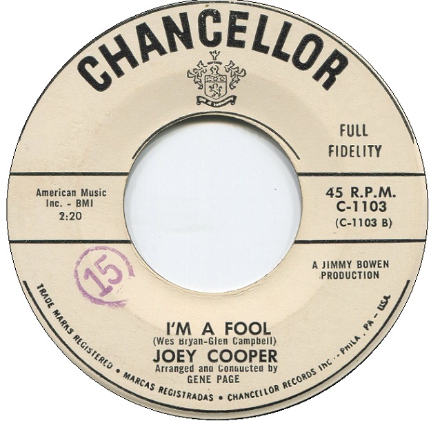 Joey Cooper_I'm A Fool_Written by Glen Campbell and Wes Bryan